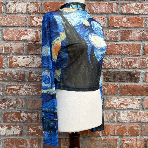 🎉HP 🎉Starry Night blue Van Gogh crop top 🌠 / S, M, L, XL  / NWOT - Picture 6 of 11